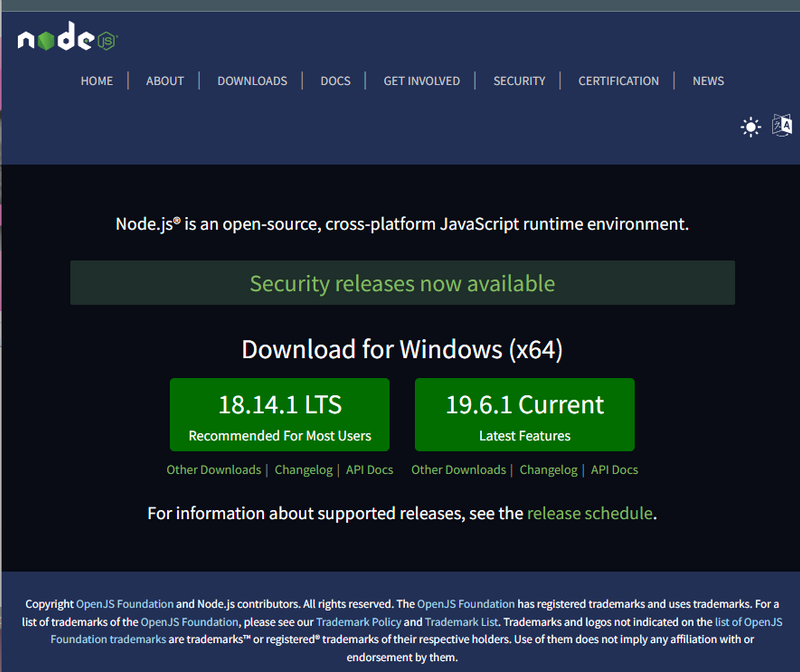 A screenshot of https://nodejs.org/en/